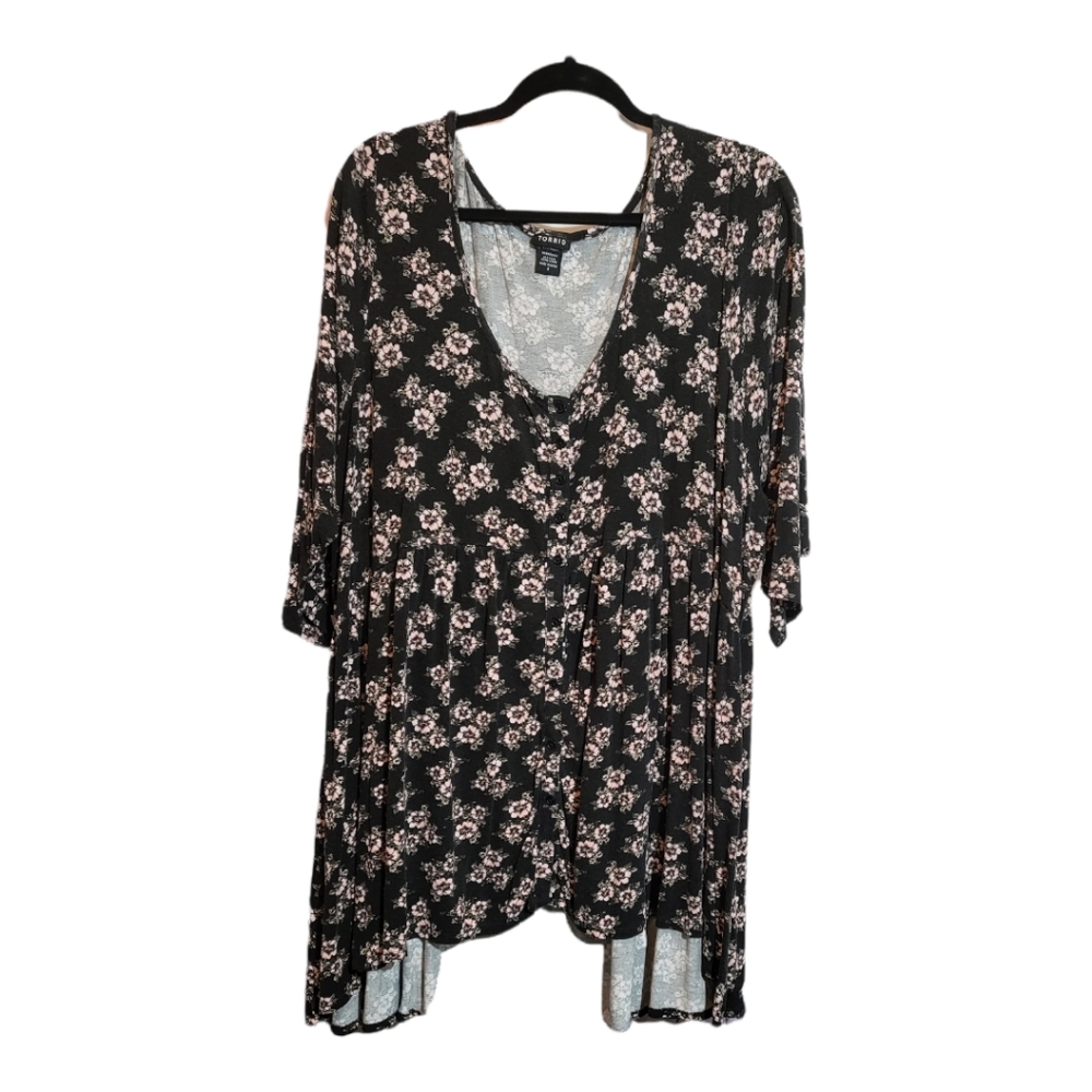 Torrid Sz4 Floral Babydoll Top